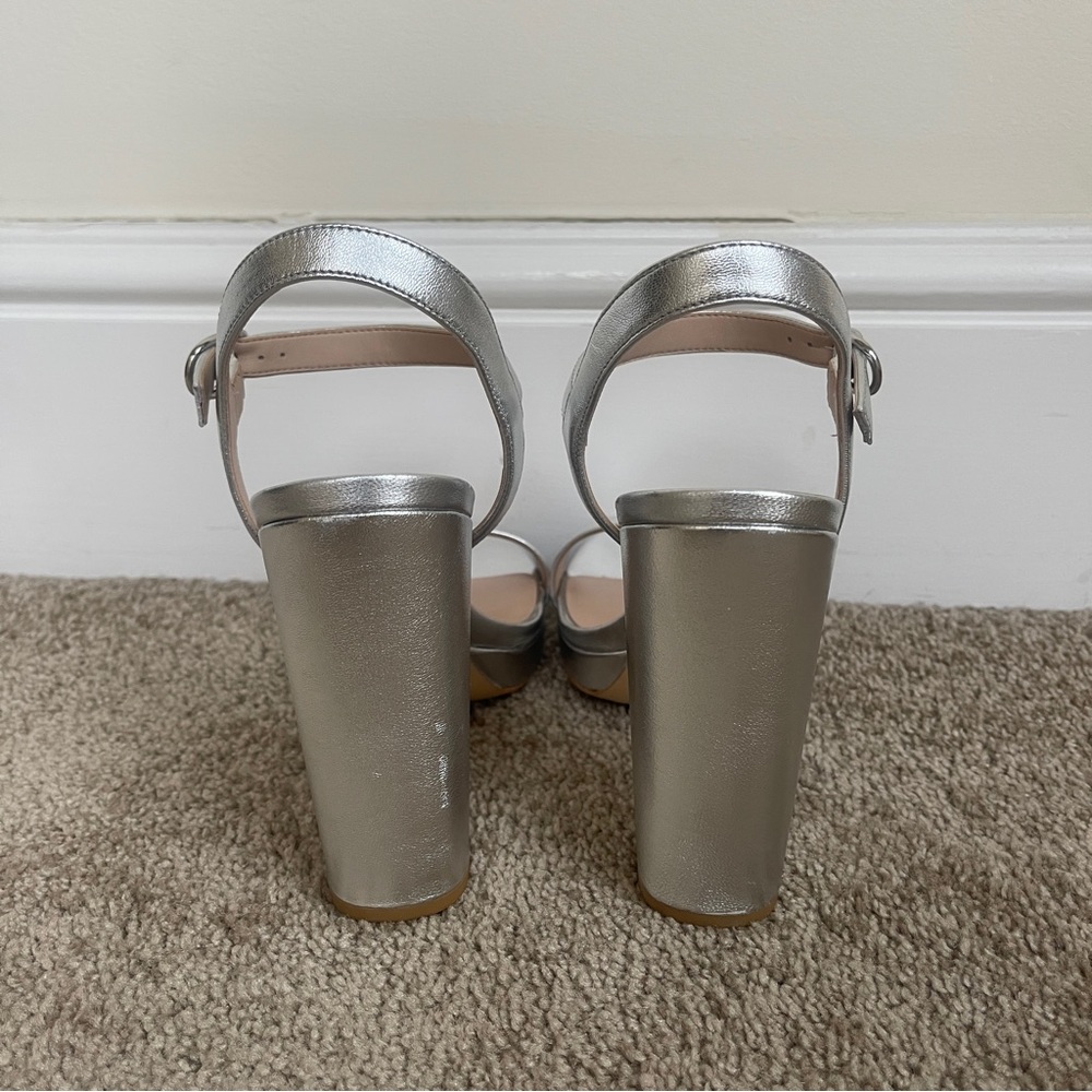 Stuart Weitzman Silver Platform Metallic Heels - image 5